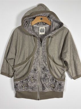 Miss Me Gray Printed Zip Up Hoodie